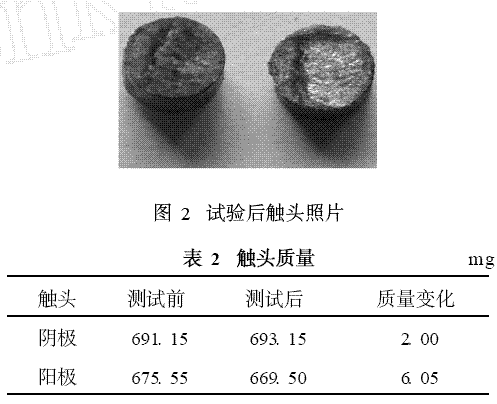 低压电器用稀土合金触头材料的电性能测试